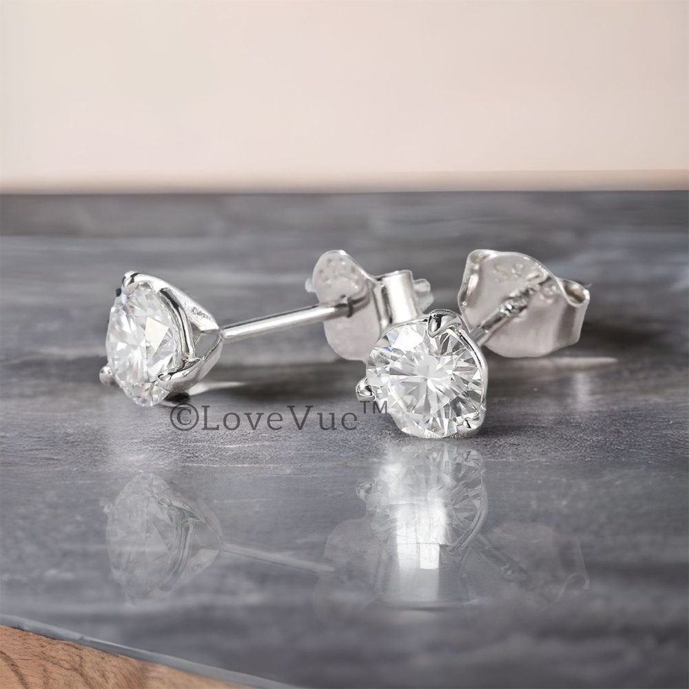 Certified 1ct. t.w. Diamond Three-prong Brilliant Cut Stud Earrings - Picture 6 of 16